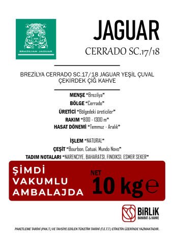 BREZİLYA CERRADO YEŞİL ÇUVAL ÇİĞ KAHVE - VAKUM 10 KG