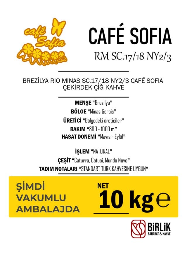 BREZİLYA SOFIA RM 17/18 ÇİĞ KAHVE - VAKUM 10 KG