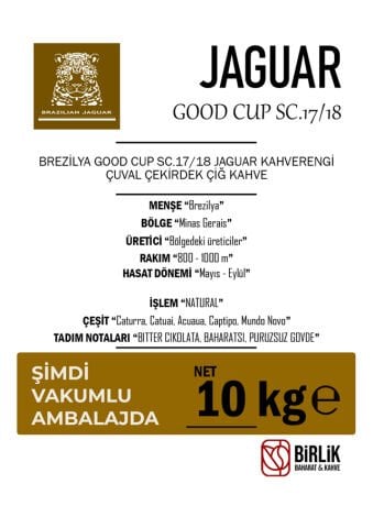 BREZİLYA SS GOOD CUP KAHVERENGİ ÇUVAL ÇİĞ KAHVE - VAKUM 10 KG