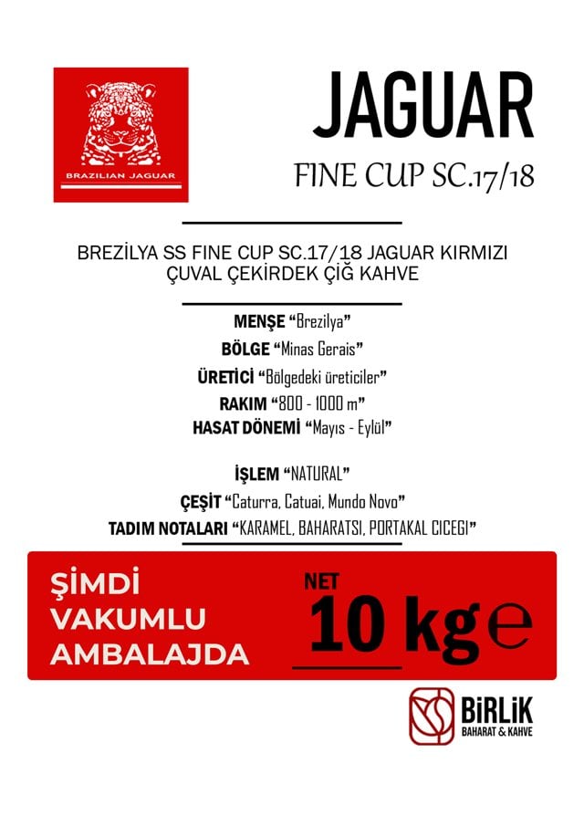 BREZİLYA SS FINE CUP KIRMIZI ÇUVAL ÇİĞ KAHVE - VAKUM 10 KG