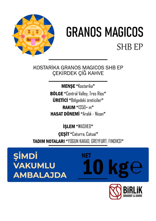 KOSTA RİKA GRANOS MAGICOS SHB EP ÇİĞ KAHVE - VAKUM 10 KG