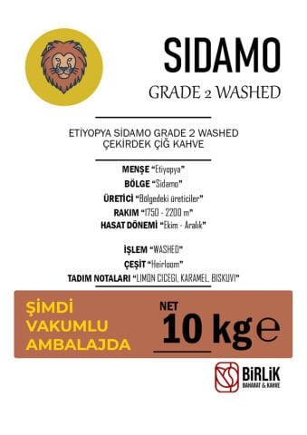 ETİYOPYA SIDAMO G2 ÇİĞ KAHVE - VAKUM 10 KG