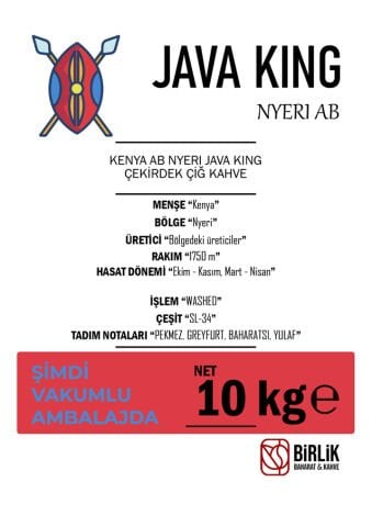 KENYA NYERI AB JAVA KING ÇİĞ KAHVE - VAKUM 10 KG