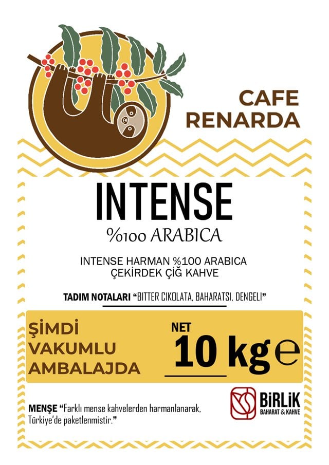 INTENSE HARMAN ÇİĞ KAHVE - VAKUM 10 KG